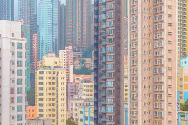 Full frame shot of buildings in city, Hong Kong - LCUF00126