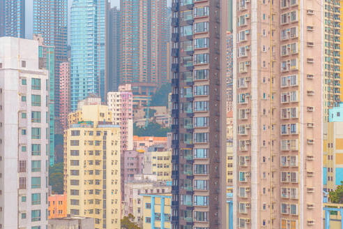 Full frame shot of buildings in city, Hong Kong - LCUF00126