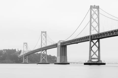 Long exposure of Oakland Bay Bridge at San Francisco, California, USA stock photo