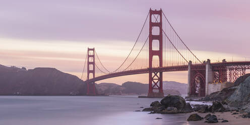 Beautiful view of Golden Gate Bridge against dramatic sky at San Francisco, California, USA - AHF00127