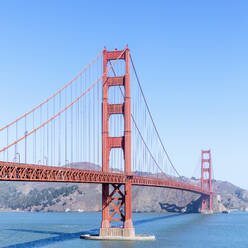 Golden Gate Bridge against clear sky at San Francisco, California, USA - AHF00131