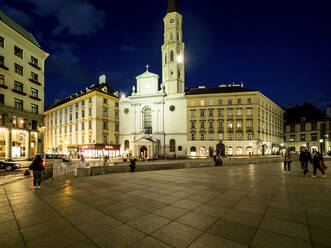 Austria, Vienna, Michaelerplatz and Saint Michaels Church at night - AMF08546