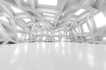 3D rendered illustration of empty large white room - SPCF01039