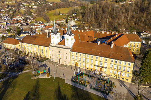 Germany, Bavaria, Tegernsee, Helicopter view of Tegernsee Abbey - AMF08573