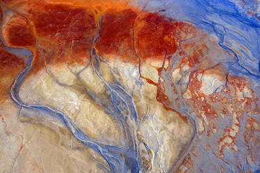 Spain, Andalusia, Aerial view of acidic Rio Tinto river - DSGF02261