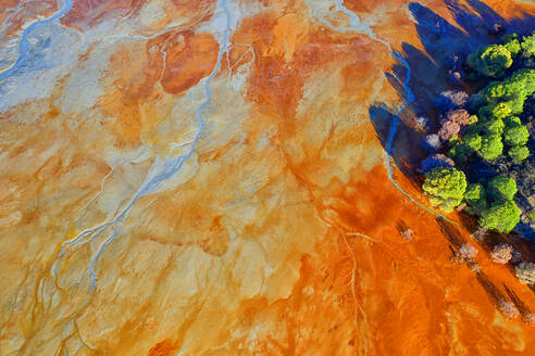 Spain, Andalusia, Aerial view of acidic Rio Tinto river - DSGF02263