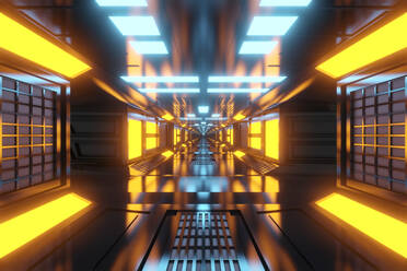 3D illustration of illuminated space station corridor - SPCF01050