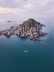 Aerial view of SUP surfer ,Triozerye, Primorsky region, Russia - CAVF89858