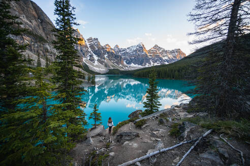 Hiking Into a Picture Perfect Canadian Rockies Postcard Scenery - CAVF89887