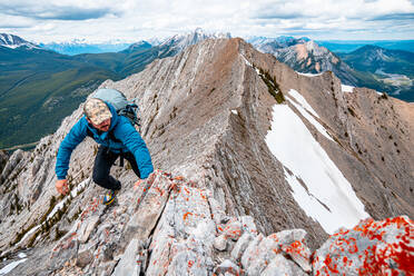 Mountain Running Along Wasootch Ridge in Kananaskis Country - CAVF89948