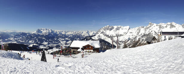 Panorama of Bergbahnen Werfenweng ski resort in Tennen Mountains, Austria - WWF05480