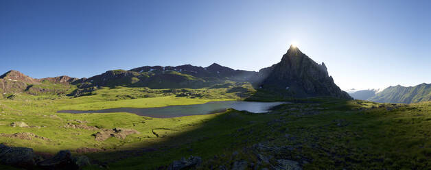 Anayet Peak and lake in Tena Valley, Huesca province in Aragon, Pyrenees in Spain. - CAVF90163