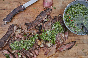Grilled Steak with Homemade Chimichurri Sauce - CAVF90186