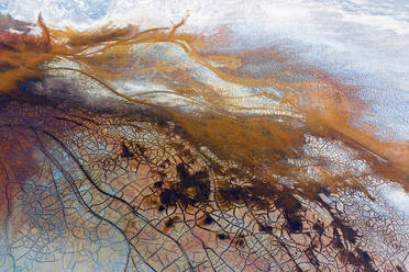 Aerial view of brown acidic landscape of Rio Tinto Mines area - DSGF02290