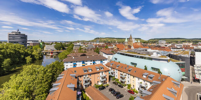 Germany, Baden-Wurttemberg, Heilbronn, Panorama of riverside city - WDF06351