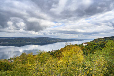 Wolken über dem Bodensee ale Uferwald im Herbst - ELF02294