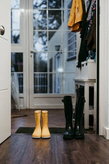 Yellow and black color jump boot on door at home - EBBF01183