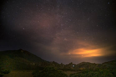 Night view of mountain range at El Teide National Park, Tenerife, Spain - SIPF02217
