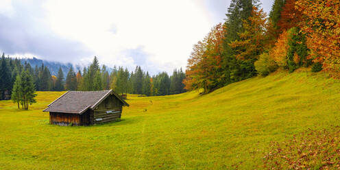 Einsame, abgelegene Hütte im Voralpenland im Herbst - WGF01371