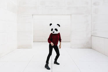 Woman in Panda Mask Doing Yoga · Free Stock Photo