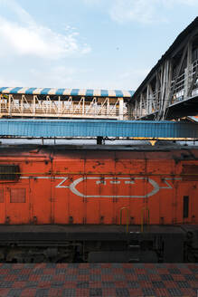 Old train waiting at railroad station - JMPF00503