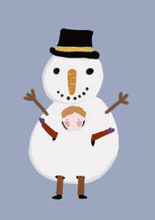 Clipart eines kleinen Jungen im Schneemannkostüm - SBAF00072