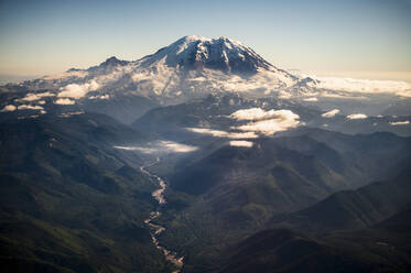 Mount Rainier From A Plane Window With Dramatic Light - CAVF90276