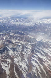 Aerial view of the snow-capped Andes Mountain Range, Chile, South America - RHPLF17856