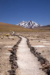 Path to Laguna Miscanti, a brackish lake at an altitude of 4140 meters in the Andean Central Volcanic Zone, Chile, South America - RHPLF17872