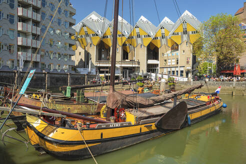 Kubische Häuser im Hafen von Oudehaven, Architekt Piet Blom, Rotterdam, Südholland, Niederlande, Europa - RHPLF18098