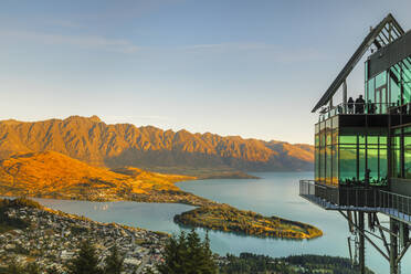 View over Queenstown and Lake Wakatipu from Skyline Queenstown Bar and Restaurant, Otago, South Island, New Zealand, Pacific - RHPLF18121