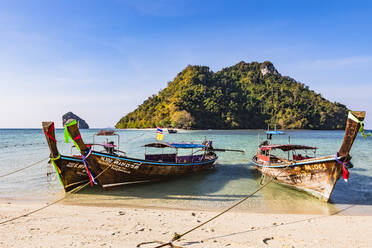 Longtail boats on Tup Island, Krabi Province, Thailand, Southeast Asia, Asia - RHPLF18161