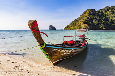 Longtail boats on Tup Island, Krabi Province, Thailand, Southeast Asia, Asia - RHPLF18164