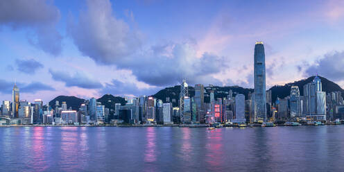 Skyline of Hong Kong Island at sunset, Hong Kong, China, Asia - RHPLF18234