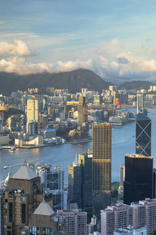 Skyline of Hong Kong Island and Kowloon, Hong Kong, China, Asia stock photo