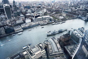 Vereinigtes Königreich, London, The Walkie Talkie Building und die Themse, Luftaufnahme - AJOF00656