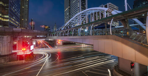 Chong Nonsi pedestrian bridge in Bangkok's Sathorn area stock photo