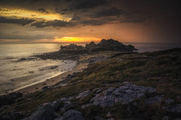 Castro de Baroña ruins at sunset. Porto do Son, Galicia, Spain. - CAVF90938