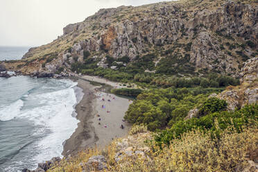 Rough cliffs surrounding Preveli Beach - MAMF01440