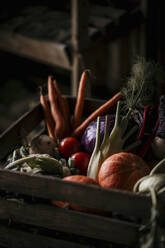 Cultivated vegetables kept in box together - MJRF00309