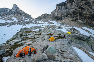 Climbers' tents at Bugaboo Property Released (PR)ovincial Park, British Columbia, Canada - ISF24299