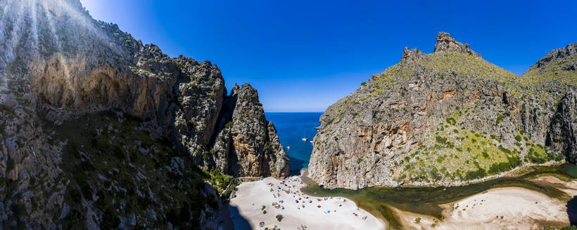 Blick auf Mallorca, Sierra De Tramuntana, Torrent De Pareis, Balearische Inseln, Spanien gegen - AMF08822