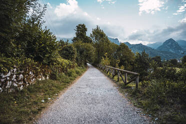 Landschaftlicher Blick auf einen Weg, der in die Natur führt, in Asturien, Spanien - MPPF01316