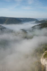 Danube Valley covered by clouds at Beuron, Swabian Alb, Germany - FDF00313