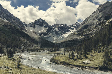 Malerischer Blick auf den Fluss, der im Frühling durch das Valmalenco-Tal fließt - DWIF01124