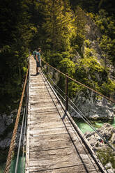 Man standing on footbridge in landscape - MSUF00453