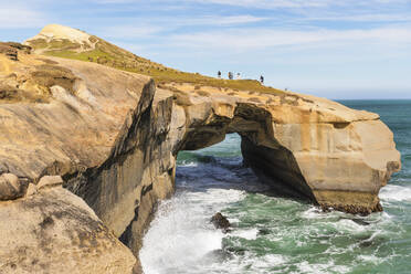 Rock formation at Tunnel Beach, Dunedin, Otago, South Island, New Zealand, Pacific - RHPLF18664