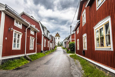 Rot gestrichene Häuschen, UNESCO-Weltkulturerbe, Kirchenstadt Gammelstad, Lulea, Schweden, Skandinavien, Europa - RHPLF18816