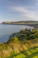 Panoramic view of old fishing village in Robin Hood's Bay, North Yorkshire, England, United Kingdom, Europe - RHPLF18888