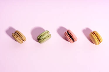 Studio shot of colorful macaroon cookies - GEMF04512